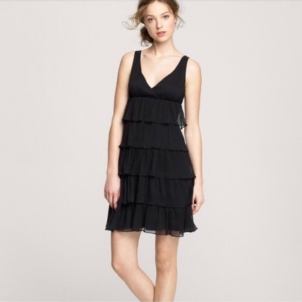 JCREW Zadie Silk Chiffon cocktail dress SIZE 8 NAVY BLUE